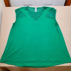 Catherines Womens‎ 2X Green Round Neck Rayon Blend  Sleeveless Mesh Top